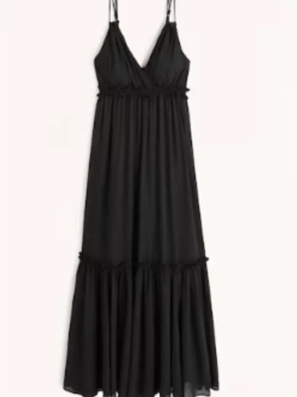 Abercrombie & Fitch Floaty Femme Black Vneck Tiered Maxi Dress Size Small N59